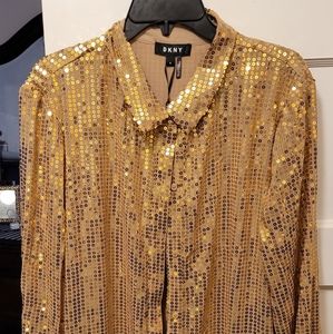 DKNY Champagne blouse XL